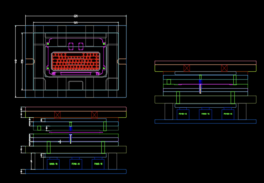 笔记本键盘外壳冲键盘孔模具图